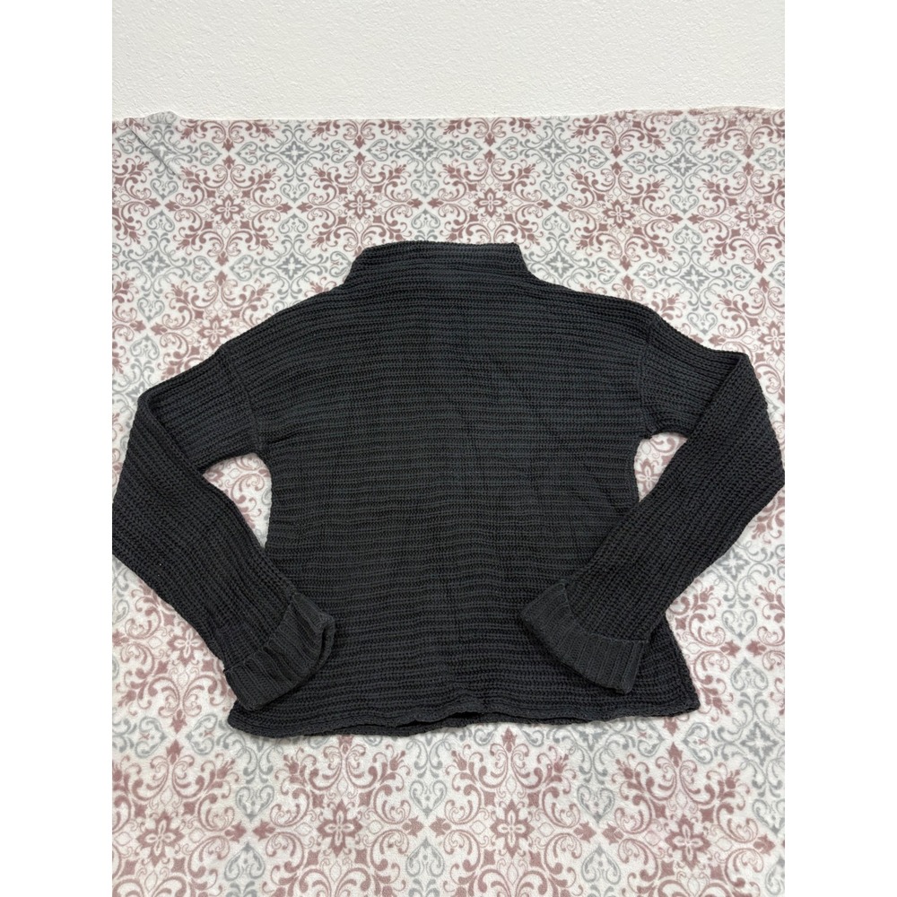 St Johns Bay Mens Large Gray Cotton Shaker Knit Mock Neck Sweater Made in USA